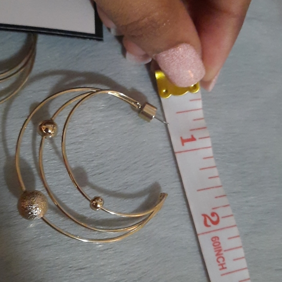 BCBG Gold Hoop Stud Earrings - Picture 7 of 8